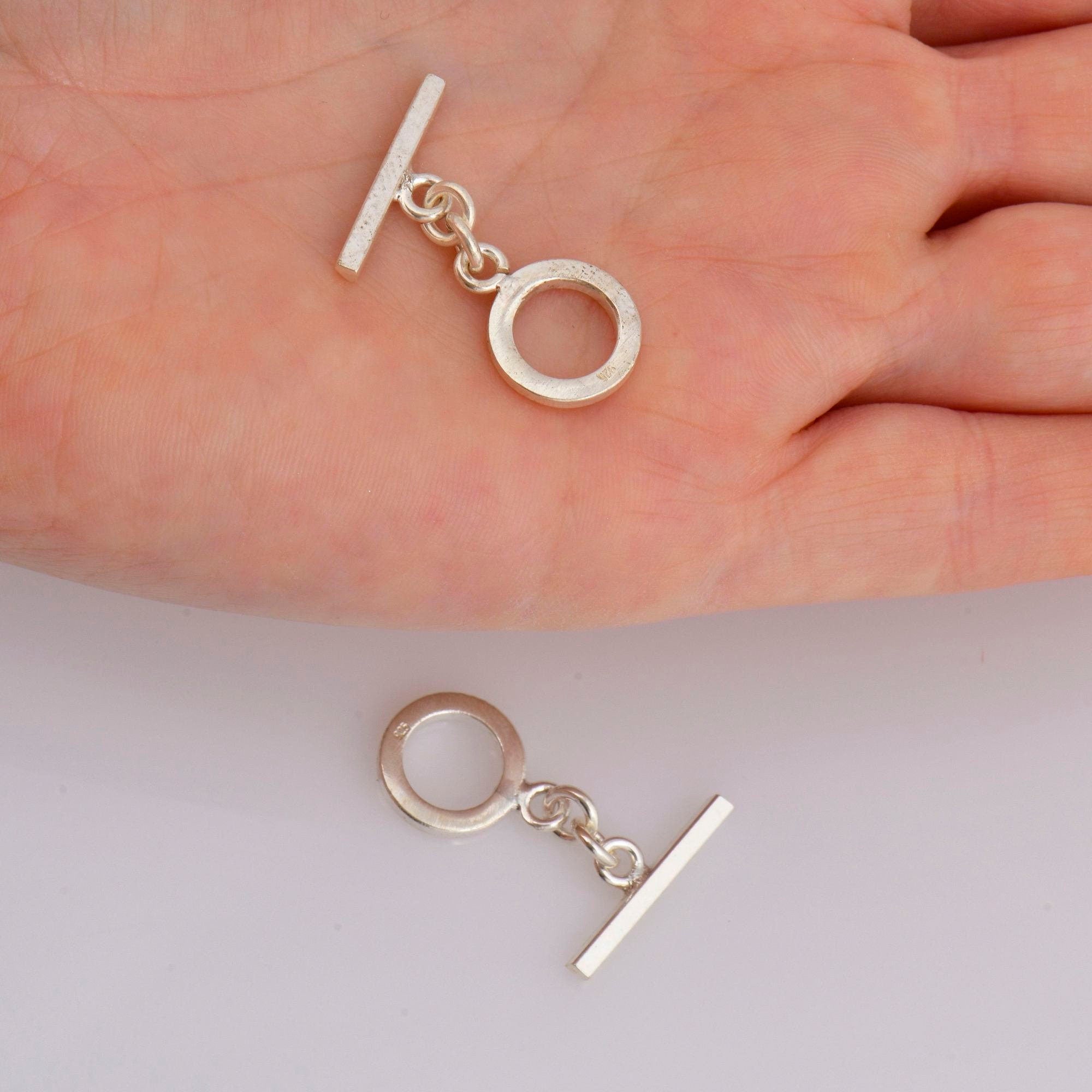 925 Silver Toggle Clasps, Solid Silver Toggle Clasp, Silver Plain Toggle Clasp Set, Jewelry Making Supplies, Jewelry Findings, M58A-C