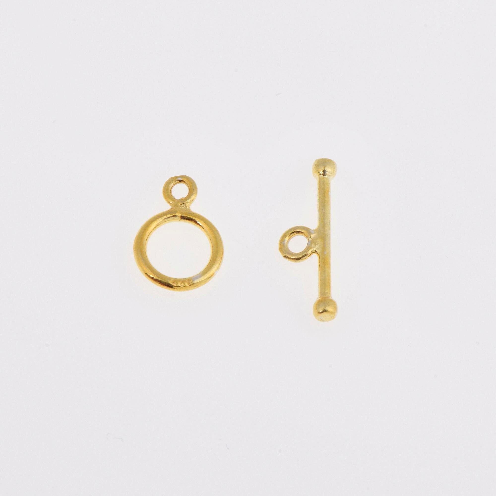24K Gold Vermeil Toggle Clasps, 925 Solid Silver Toggle Clasp, Gold Plated Plain Toggle Clasp Set, Jewelry Supply, Jewelry Findings, VM59B