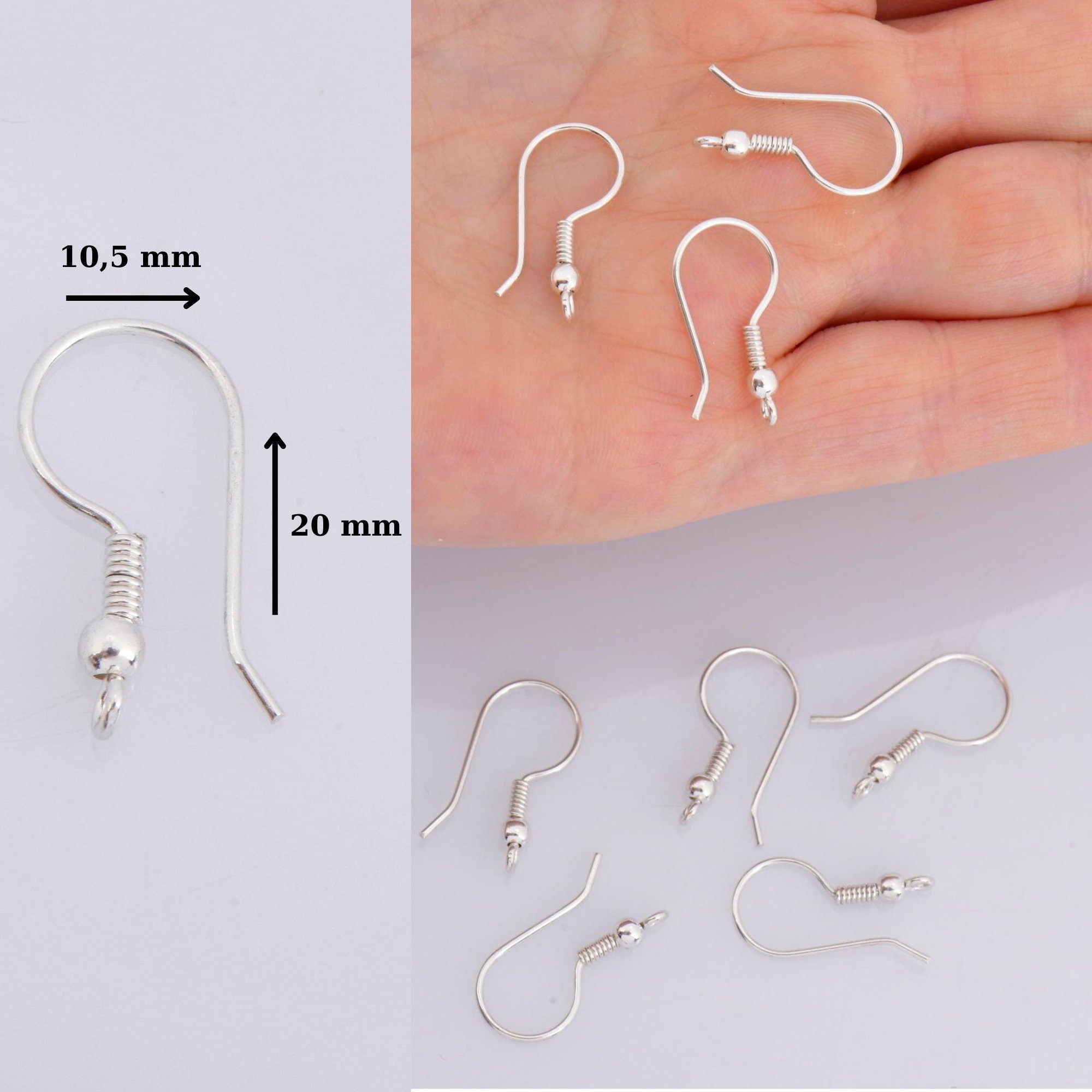 925 Sterling Silver Ear Wires, Solid Silver Earring Hooks, SilverB all Ear Wires, Earrings Making Supply, Jewelry Making Findings, M39
