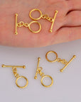 24K Gold Vermeil Toggle Clasps, 925 Solid Silver Toggle Clasp, Gold Plated Plain Toggle Clasp Set, Jewelry Supply, Jewelry Findings, VM59A-E