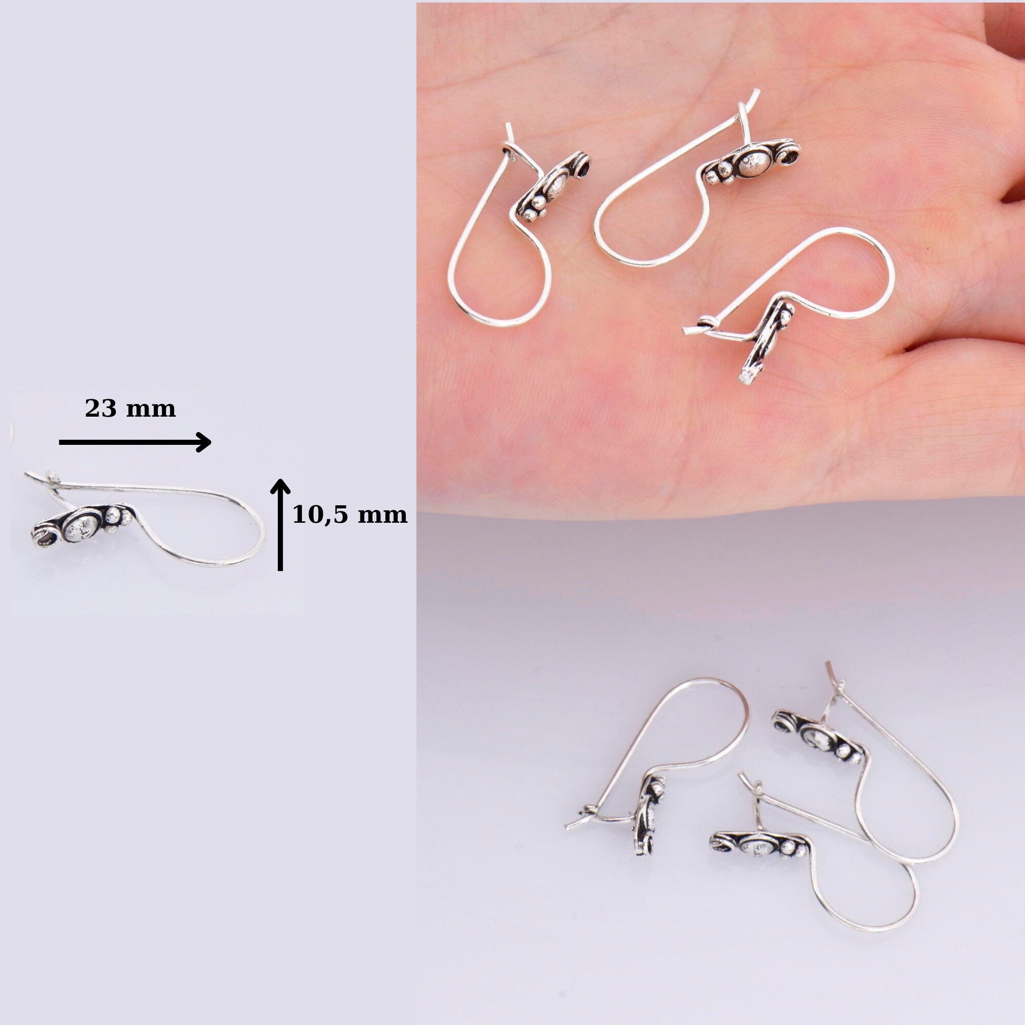 24K Gold Vermeil & 925 Sterling Silver Ear Wires, Earring Hooks, Flower Ear Wires, Earrings Making Supply, Jewelry Findings, M42/VM42