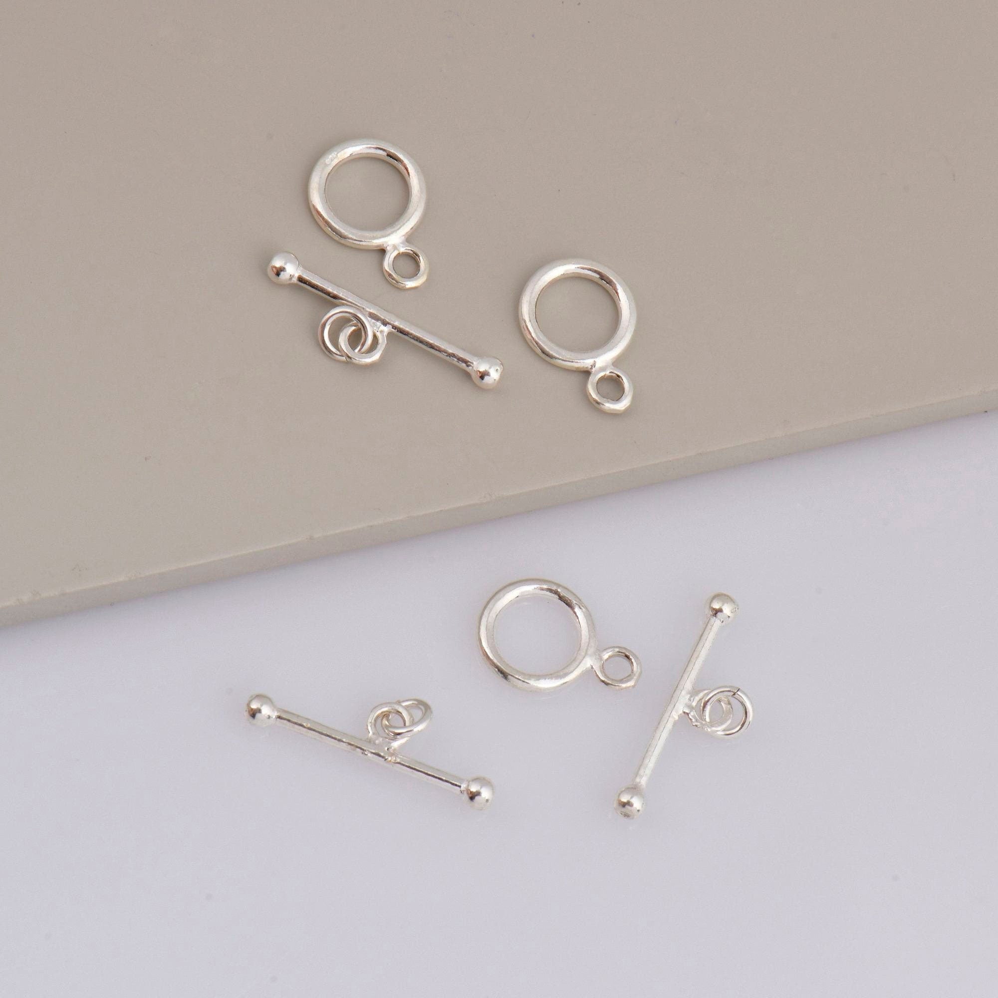 925 Sterling Silver Toggle Clasps, Solid Silver Toggle Clasp, Silver Plain Toggle Clasp Set, Jewelry Supplies, Jewelry Findings, M59A-E