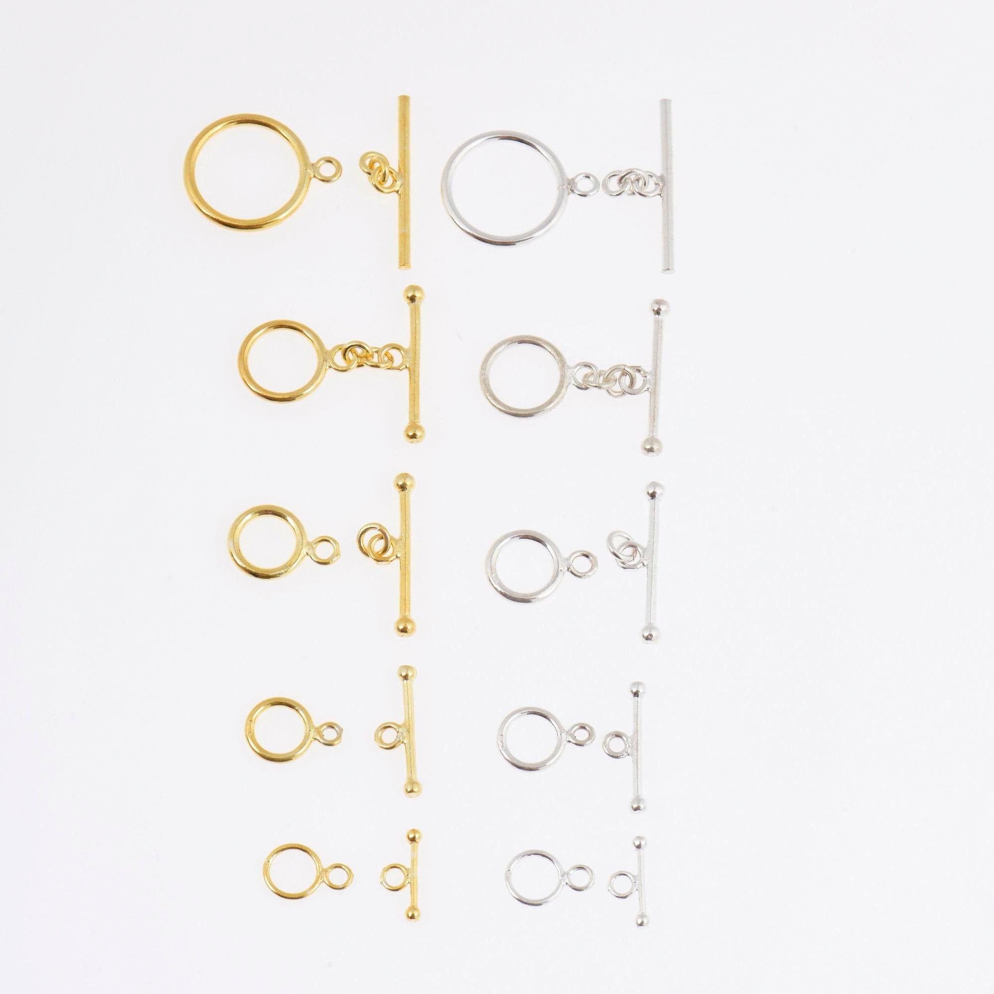 24K Gold Vermeil & 925 Silver Toggle Clasps, Silver Toggle Clasp, Plated Plain Toggle Clasp Set, Jewelry Supply, Jewelry Findings, VM59A-E