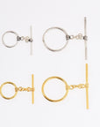 24K Gold Vermeil & 925 Silver Toggle Clasps, Silver Toggle Clasp, Gold Plated Antique Toggle Clasp Set, Jewelry Supply, M/VM60A-B