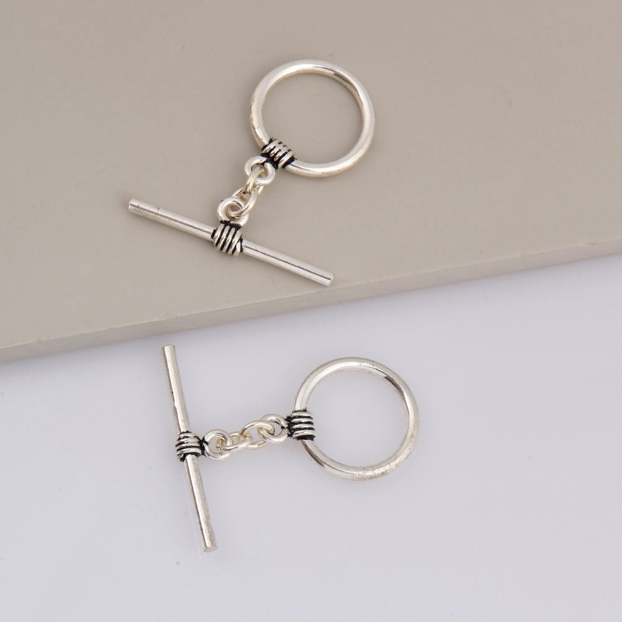 24K Gold Vermeil & 925 Silver Toggle Clasps, Silver Toggle Clasp, Gold Plated Antique Toggle Clasp Set, Jewelry Supply, M/VM60A-B