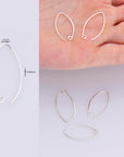 925 Sterling Silver 26 mm V Shape Ear Wires, Solid Silver Earring Hooks, V Ear Wires with Open Loop, Earrings Making Supply,M49A
