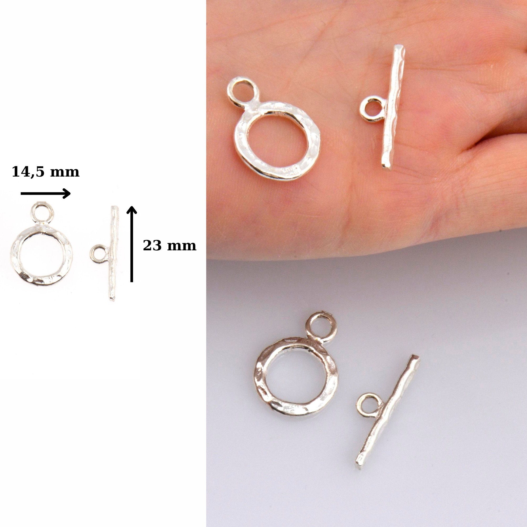 925 Silver Toggle Clasps, Solid Silver Toggle Clasp, Silver Plated Organic Toggle Clasp Set, Jewelry Supply, Jewelry Findings, M57B