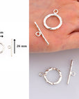 925 Silver Toggle Clasps, Solid Silver Toggle Clasp, Silver Plated Organic Toggle Clasp Set, Jewelry Supply, Jewelry Findings, M57C