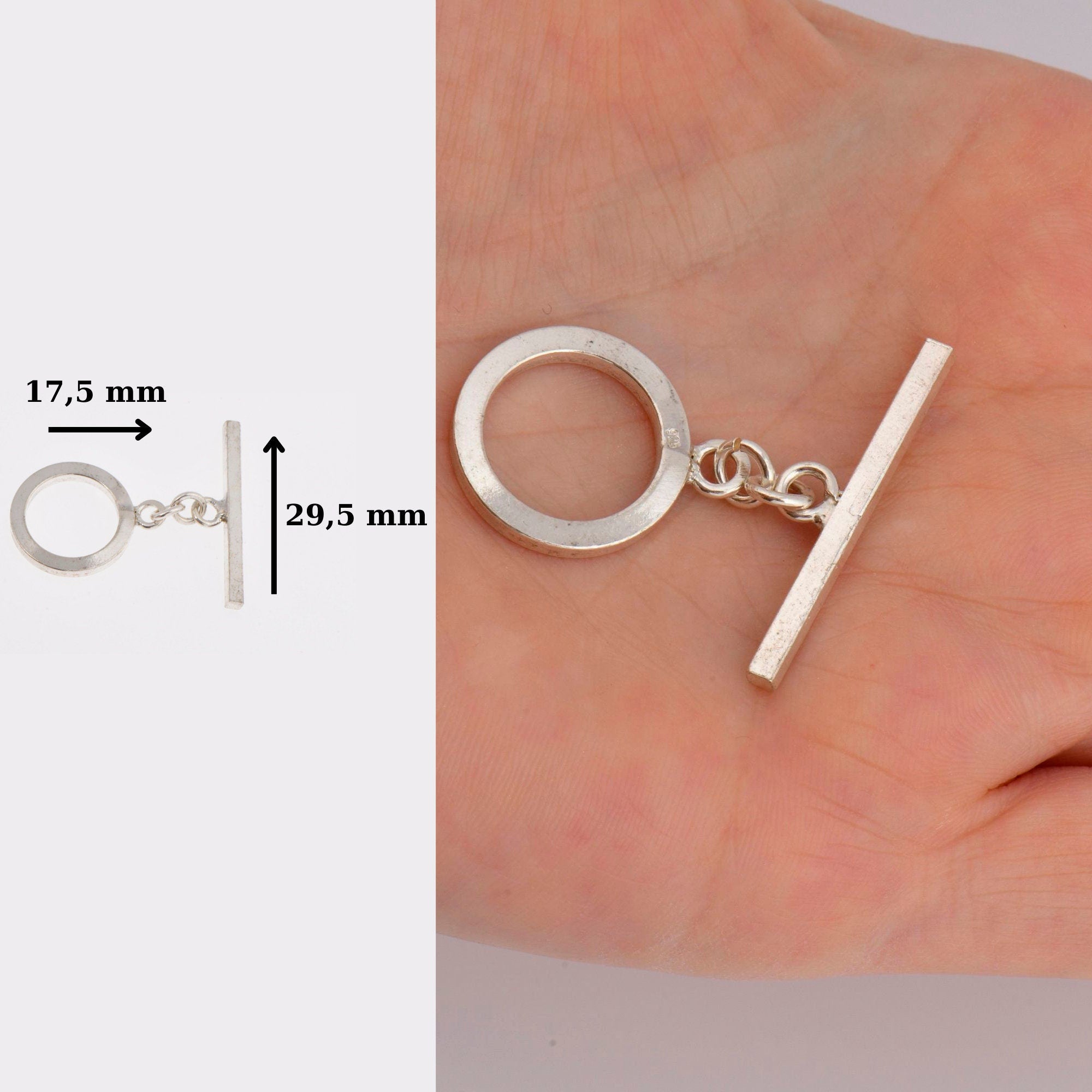 925 Silver Toggle Clasps, Solid Silver Toggle Clasp, Silver Plain Toggle Clasp Set, Jewelry Making Supplies, Jewelry Findings, M58A-C