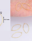 24K Gold Vermeil & 925 Sterling Silver 34 mm V Shape Ear Wires w Open Loop, Earring Hooks, Earring Making Supply, Findings, VM49B - M49B