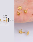 24K Gold Vermeil and 925 Silver Flower Ear Post, Flower Earring Studs with Loop, Gold Plated Earring Posts, Jewelry Making Findings, MV/M50