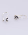 925 Sterling Silver Flower Ear Wires, Solid Silver Earring Hooks, Oxidized Silver Ear Wires, Earrings Making Supply, Jewelry Findings, M44
