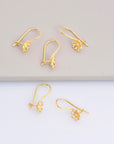 24K Gold Vermeil Flower Ear Wires, 24K Gold Plated Earring Hooks, 925 Silver Ear Wires, Earring Making Supply, Jewelry Making Findings, VM44