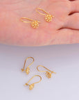 24K Gold Vermeil Flower Ear Wires, 24K Gold Plated Earring Hooks, 925 Silver Ear Wires, Earring Making Supply, Jewelry Making Findings, VM44