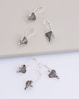 925 Sterling Silver Heart Shape Ear Wires, Solid Earring Hooks, Oxidized Silver Ear Wires, Earrings Making Supply, Jewelry Findings, M46