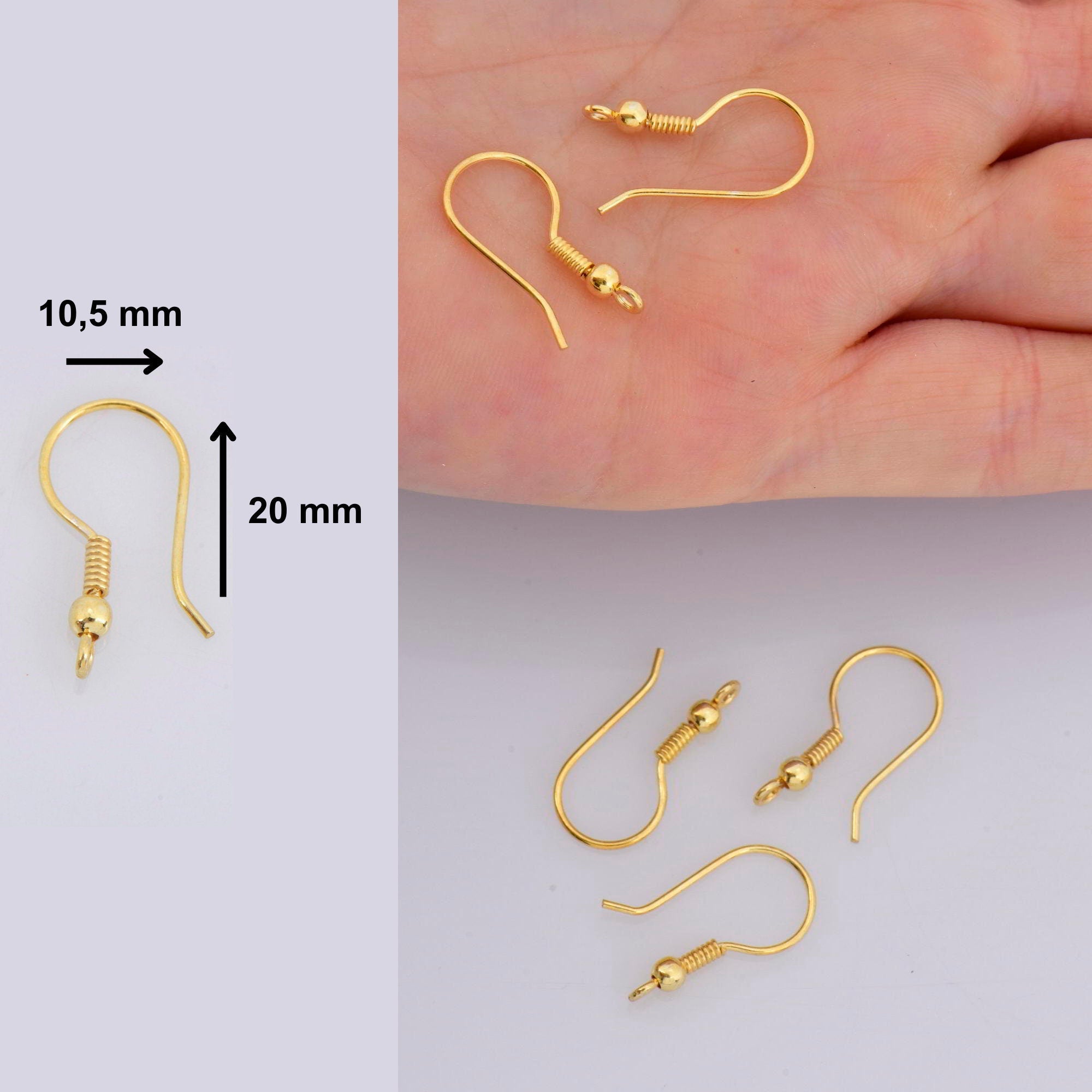 24K Gold Vermeil Ear Wires, 24K Gold Plated Earring Hooks, 925 Silver Ball Ear Wires, Earrings Making Supply, Jewelry Making Findings, VM39