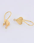 24K Gold Vermeil Heart Shape Ear Wires, 24K Gold Plated Earring Hooks, 925 Silver Ear Wires, Earring Making Supply, Jewelry Findings, VM46