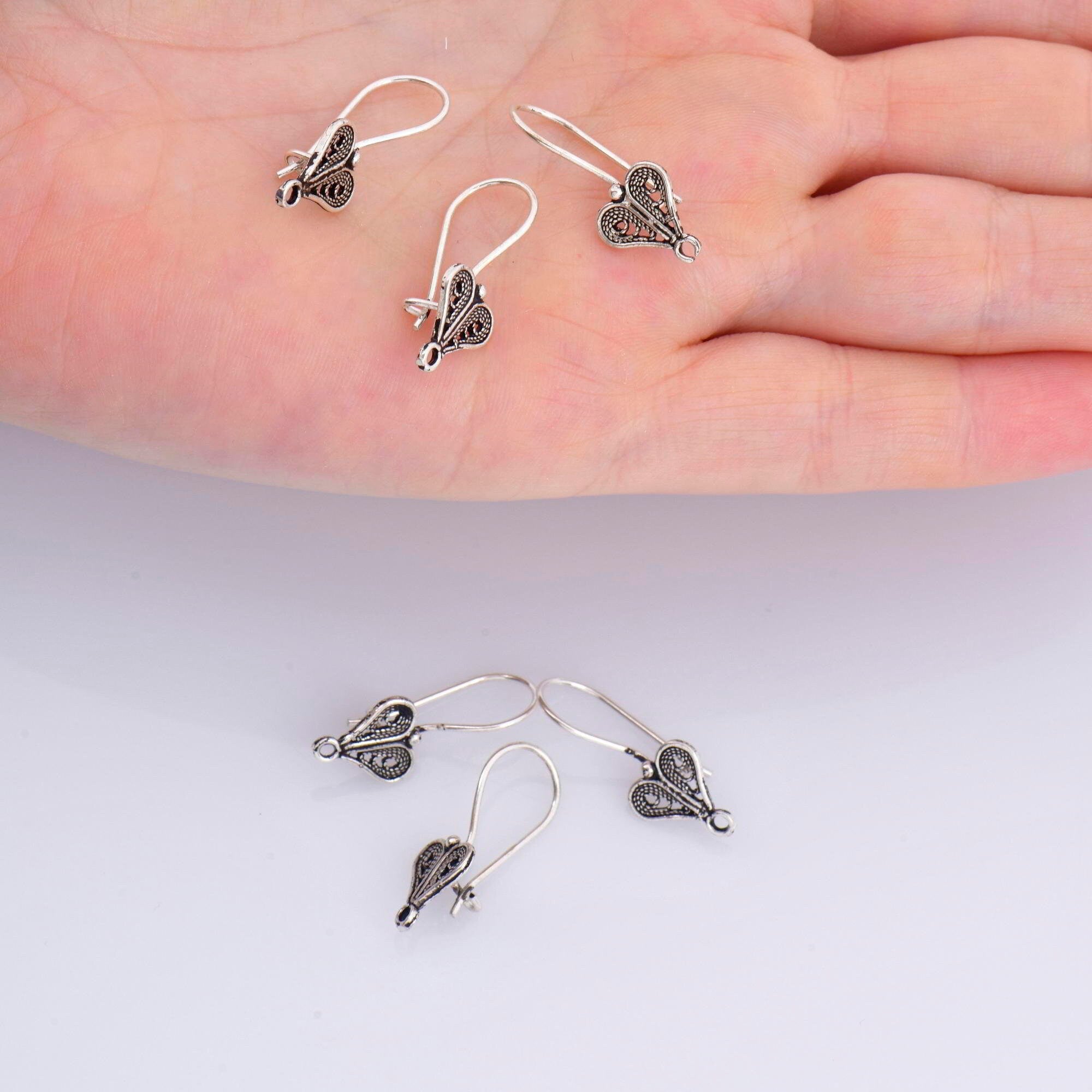 24K Gold Vermeil & 925 Silver Heart Shape Ear Wires, Earring Hooks, Ear Wires, Earrings Making Supply, Jewelry Findings, M46/VM46