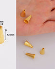 24K Gold Vermeil Cone Shape Beads, Gold Plated Cone Bead Caps, 925 Silver End Bead Cones, Pyramid Bead Caps, Jewelry Findings, VM29A-B-C