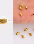 24K Gold Plated Seamless Oval Beads, 925 Silver Corrugated Oval Beads in 24K Gold Vermeil, Olive Shape Beads, Jewelry Supplies, VM4 A-E
