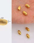 24K Gold Plated Seamless Oval Beads, 925 Silver Corrugated Oval Beads in 24K Gold Vermeil, Olive Shape Beads, Jewelry Supplies, VM4 A-E