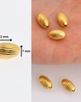 24K Gold Plated Seamless Oval Beads, 925 Silver Corrugated Oval Beads in 24K Gold Vermeil, Olive Shape Beads, Jewelry Supplies, VM4 A-E