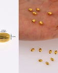 24K Gold Plated Seamless Oval Beads, 925 Silver Corrugated Oval Beads in 24K Gold Vermeil, Olive Shape Beads, Jewelry Supplies, VM4 A-E
