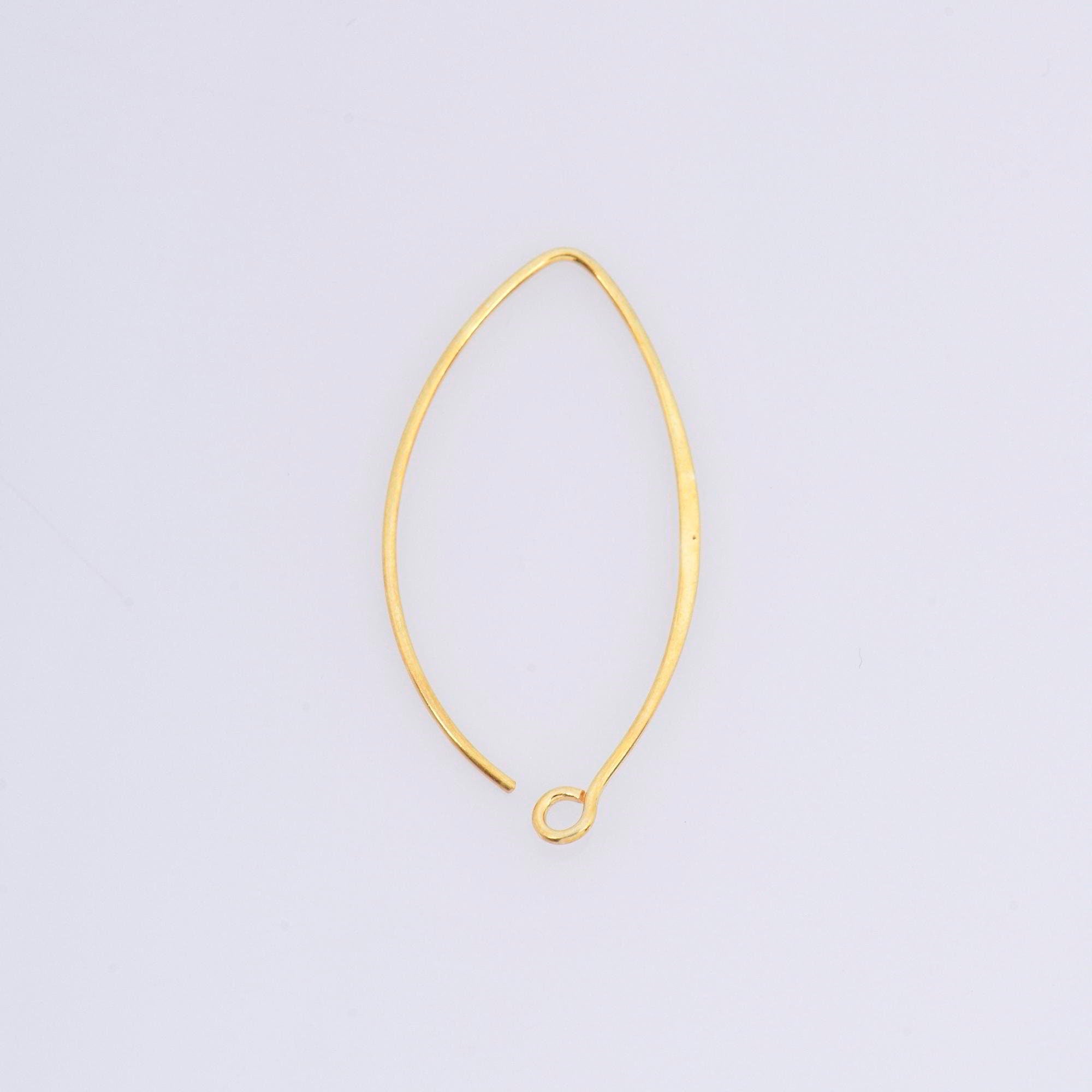 24K Gold Vermeil 34 mm V Shape Ear Wires w Open Loop, Earring Hooks, Earring Making Supply, Findings, VM49B