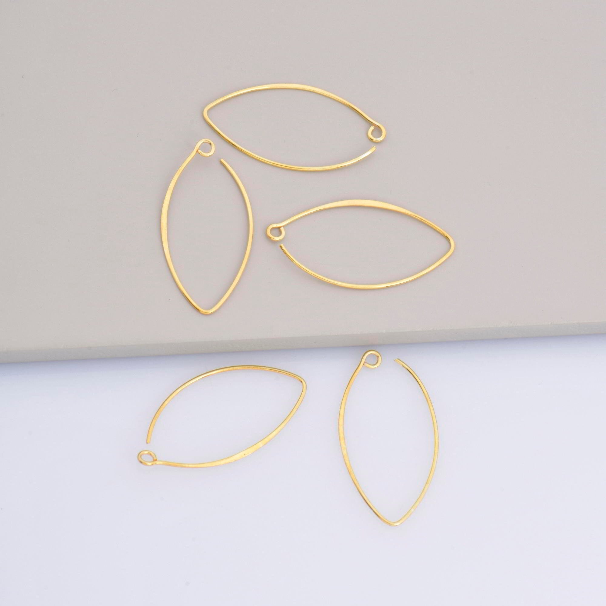 24K Gold Vermeil 34 mm V Shape Ear Wires w Open Loop, Earring Hooks, Earring Making Supply, Findings, VM49B