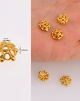 24K Gold Vermeil 8-9mm Flower Bead Caps, Gold Plated Bead Caps, 925 Solid Silver Bead Caps in Gold, Spacer Bead Caps, Jewelry Making, VM6A-B