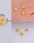 925 Sterling Silver & 24K Gold Vermeil 7.5mm Bead Caps, Gold Bead Caps, Solid Silver Bead Caps in Gold, Jewelry Spacer Bead Caps, VM7-M7
