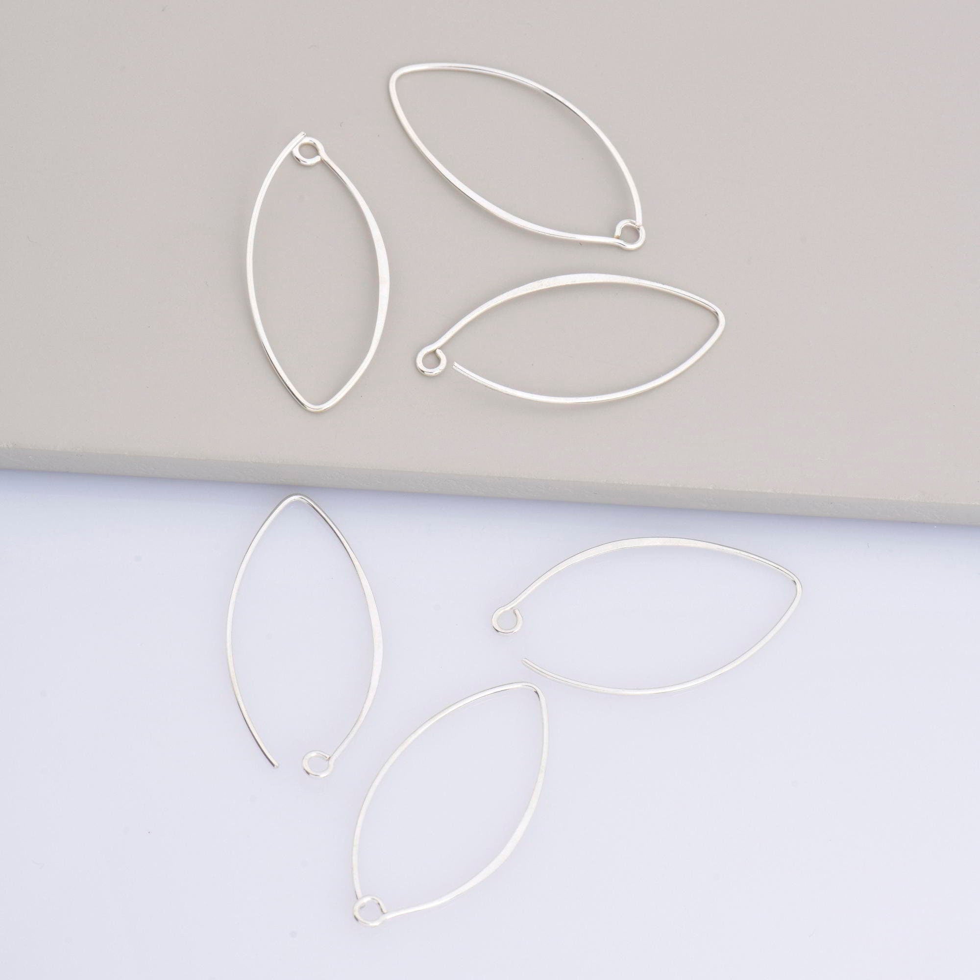24K Gold Vermeil & 925 Sterling Silver 34 mm V Shape Ear Wires w Open Loop, Earring Hooks, Earring Making Supply, Findings, VM49B - M49B