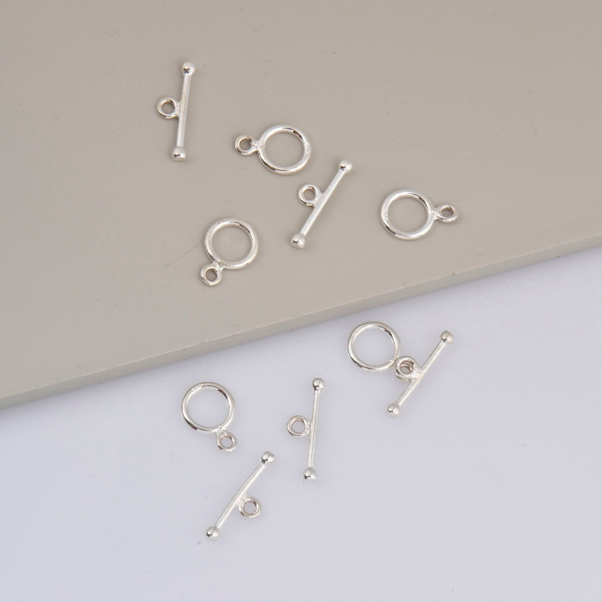 925 Sterling Silver Toggle Clasps, Solid Silver Toggle Clasp, Silver Plain Toggle Clasp Set, Jewelry Making Supplies, Jewelry Findings, M59B