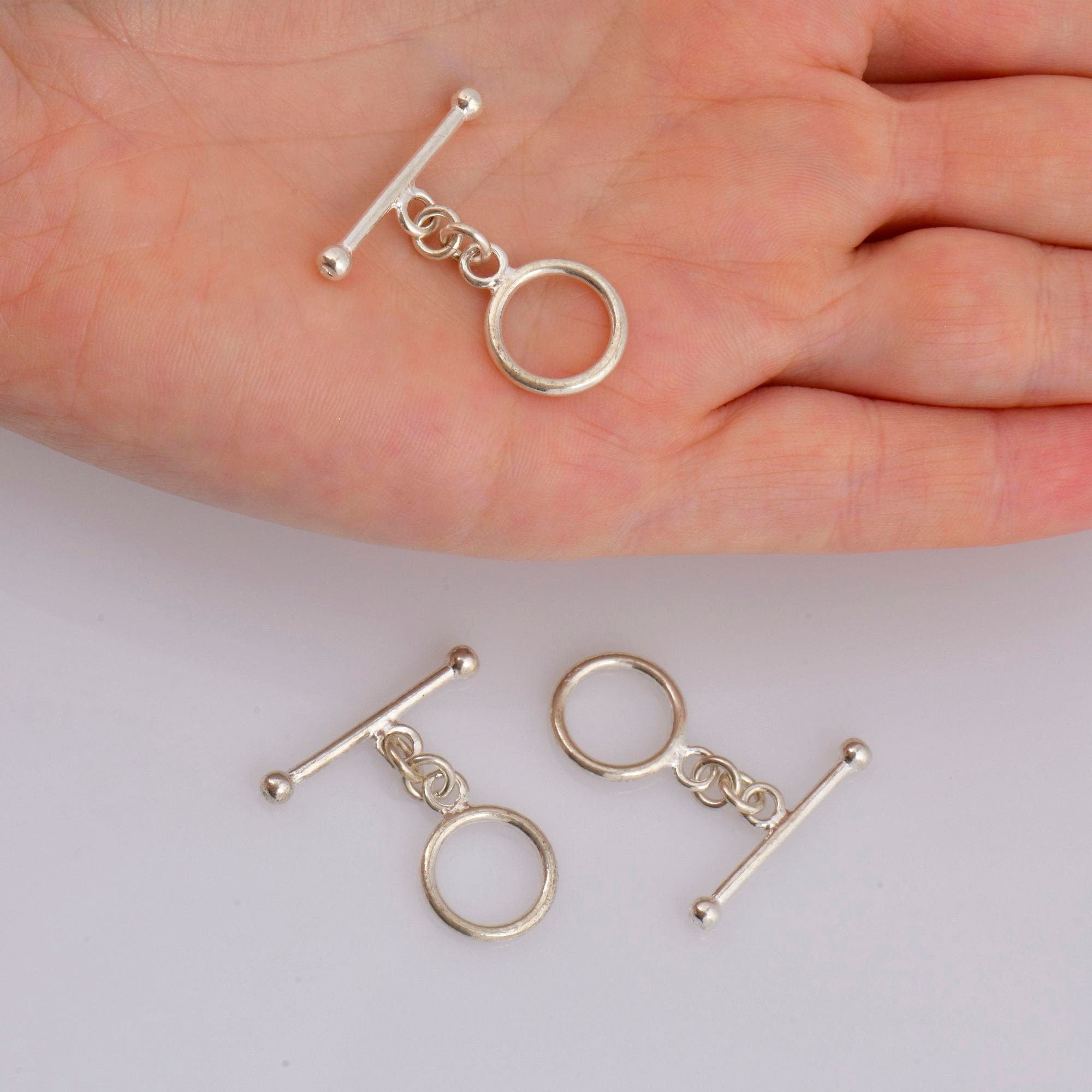 925 Sterling Silver Toggle Clasps, Solid Silver Toggle Clasp, Silver Plain Toggle Clasp Set, Jewelry Making Supplies, Jewelry Findings, M59D