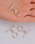925 Sterling Silver Toggle Clasps, Solid Silver Toggle Clasp, Silver Plain Toggle Clasp Set, Jewelry Making Supplies, Jewelry Findings, M59D