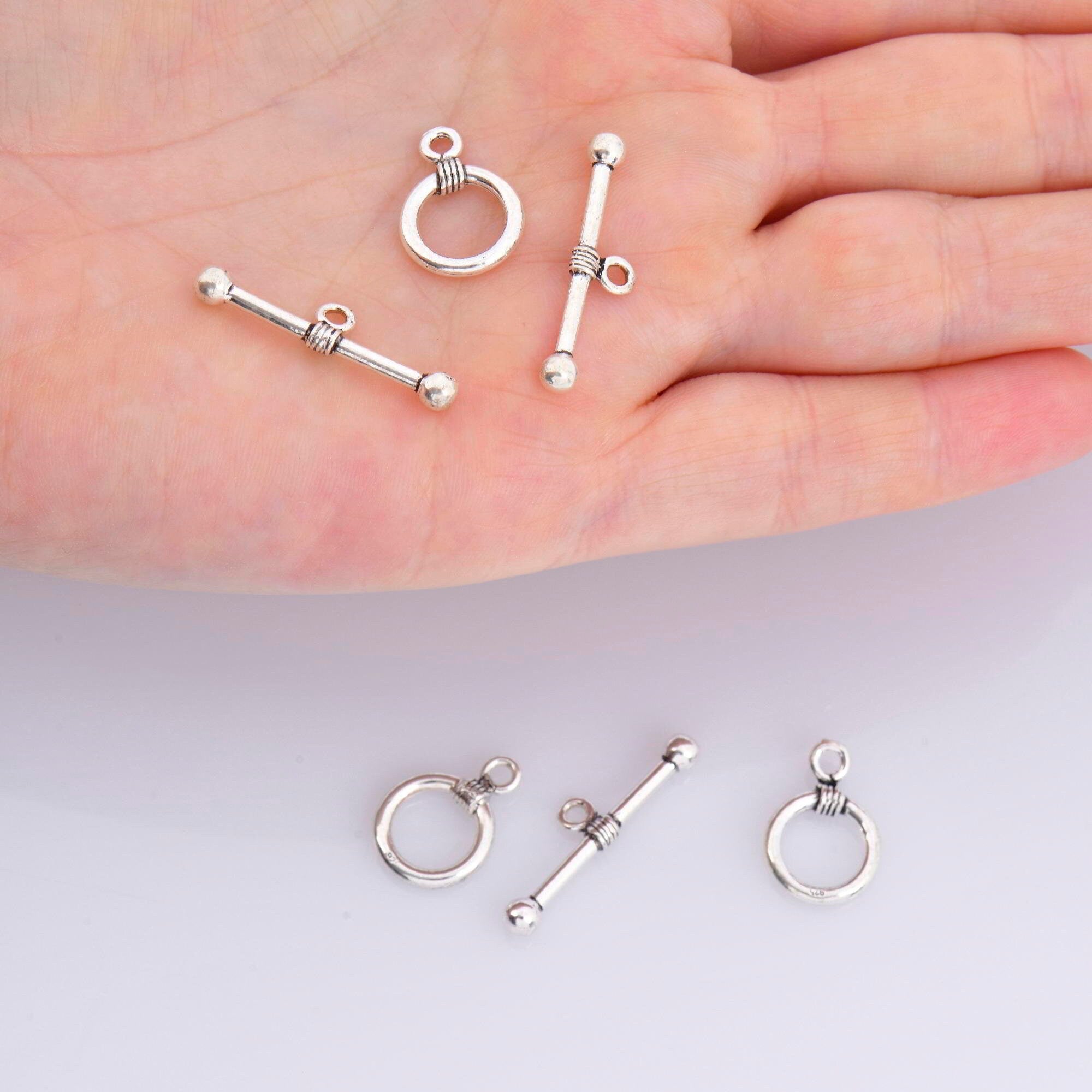 925 Sterling Silver Toggle Clasps, Solid Silver Toggle Clasp, Silver Plain Toggle Clasp Set, Jewelry Making Supplies, Jewelry Findings, M61