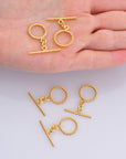 24K Gold Vermeil Twisted Toggle Clasps, 925 Silver Twisted Rope Design Toggle Clasp Set, Toggle Clasps, Jewelry Supplies, Findings, VM62B