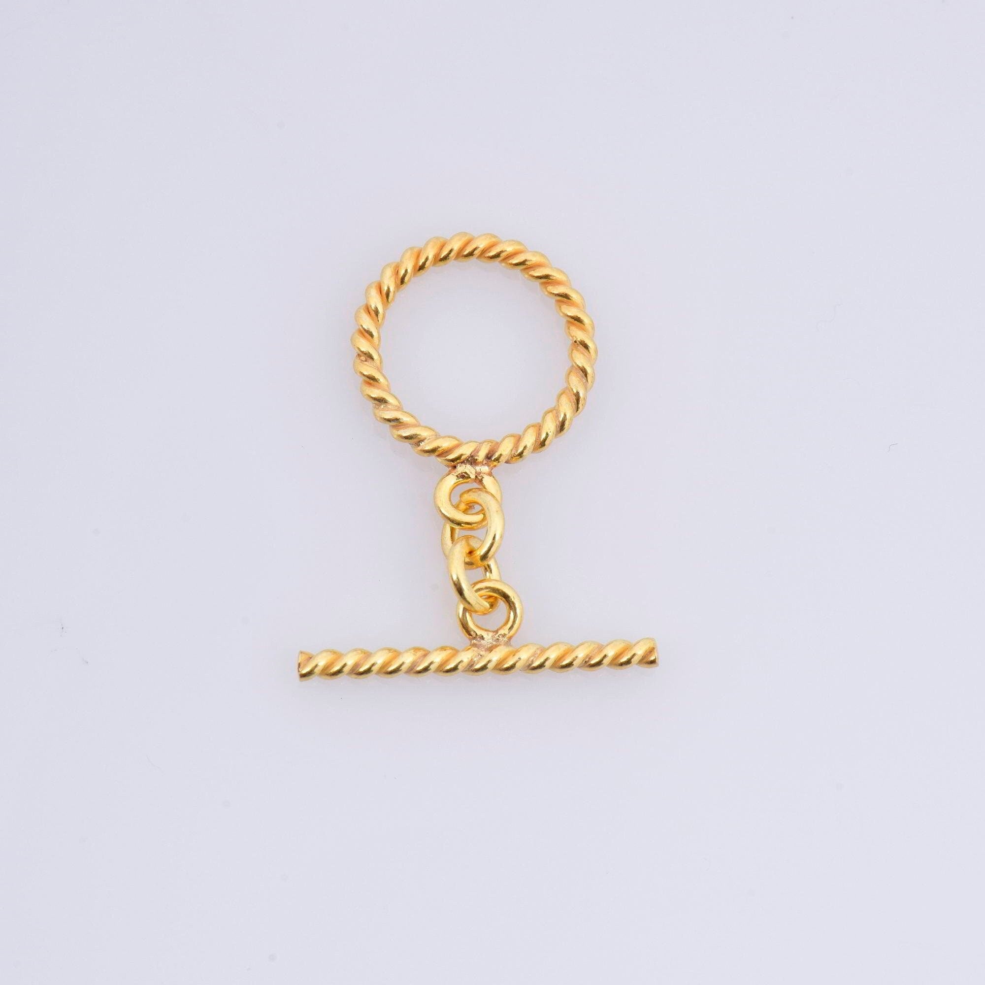 24K Gold Vermeil Twisted Toggle Clasps, 925 Silver Twisted Rope Design Toggle Clasp Set, Toggle Clasps, Jewelry Supplies, Findings, VM62B