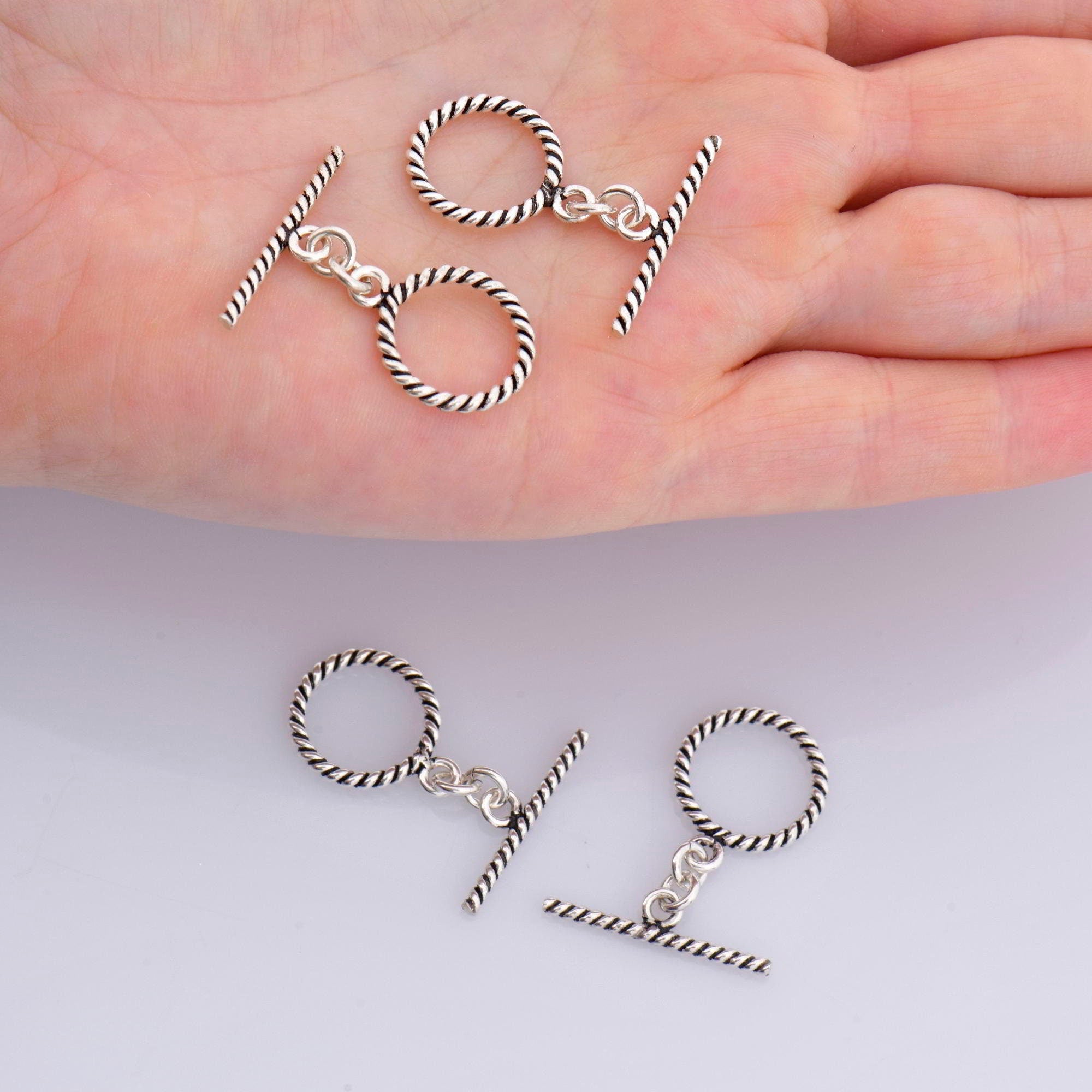 24K Gold Vermeil & 925 Silver Twisted Toggle Clasps, Silver Twisted Rope Design Toggle Clasp Set, Jewelry Supplies Findings, M/VM62A-C