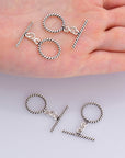 24K Gold Vermeil & 925 Silver Twisted Toggle Clasps, Silver Twisted Rope Design Toggle Clasp Set, Jewelry Supplies Findings, M/VM62A-C