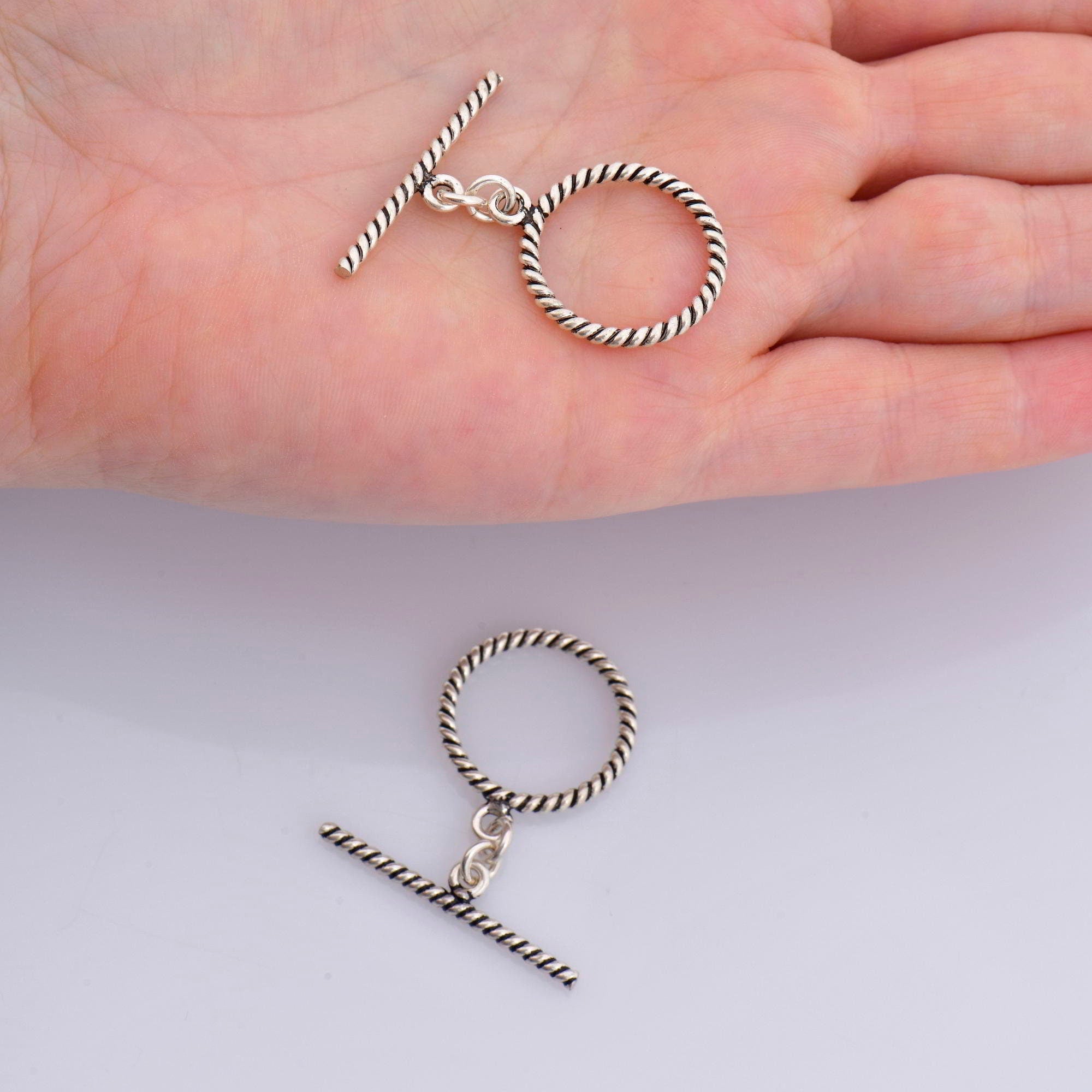 24K Gold Vermeil & 925 Silver Twisted Toggle Clasps, Silver Twisted Rope Design Toggle Clasp Set, Jewelry Supplies Findings, M/VM62A-C
