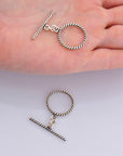 24K Gold Vermeil & 925 Silver Twisted Toggle Clasps, Silver Twisted Rope Design Toggle Clasp Set, Jewelry Supplies Findings, M/VM62A-C