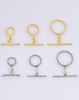 24K Gold Vermeil & 925 Silver Twisted Toggle Clasps, Silver Twisted Rope Design Toggle Clasp Set, Jewelry Supplies Findings, M/VM62A-C