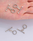 925 Sterling Silver Twisted Toggle Clasps, Twisted Rope Design Toggle Clasp Set, Solid Silver Toggle Clasps, Jewelry Supplies Findings, M62A