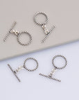 925 Sterling Silver Twisted Toggle Clasps, Twisted Rope Design Toggle Clasp Set, Silver Toggle Clasps, Jewelry Supplies, Findings, M62B
