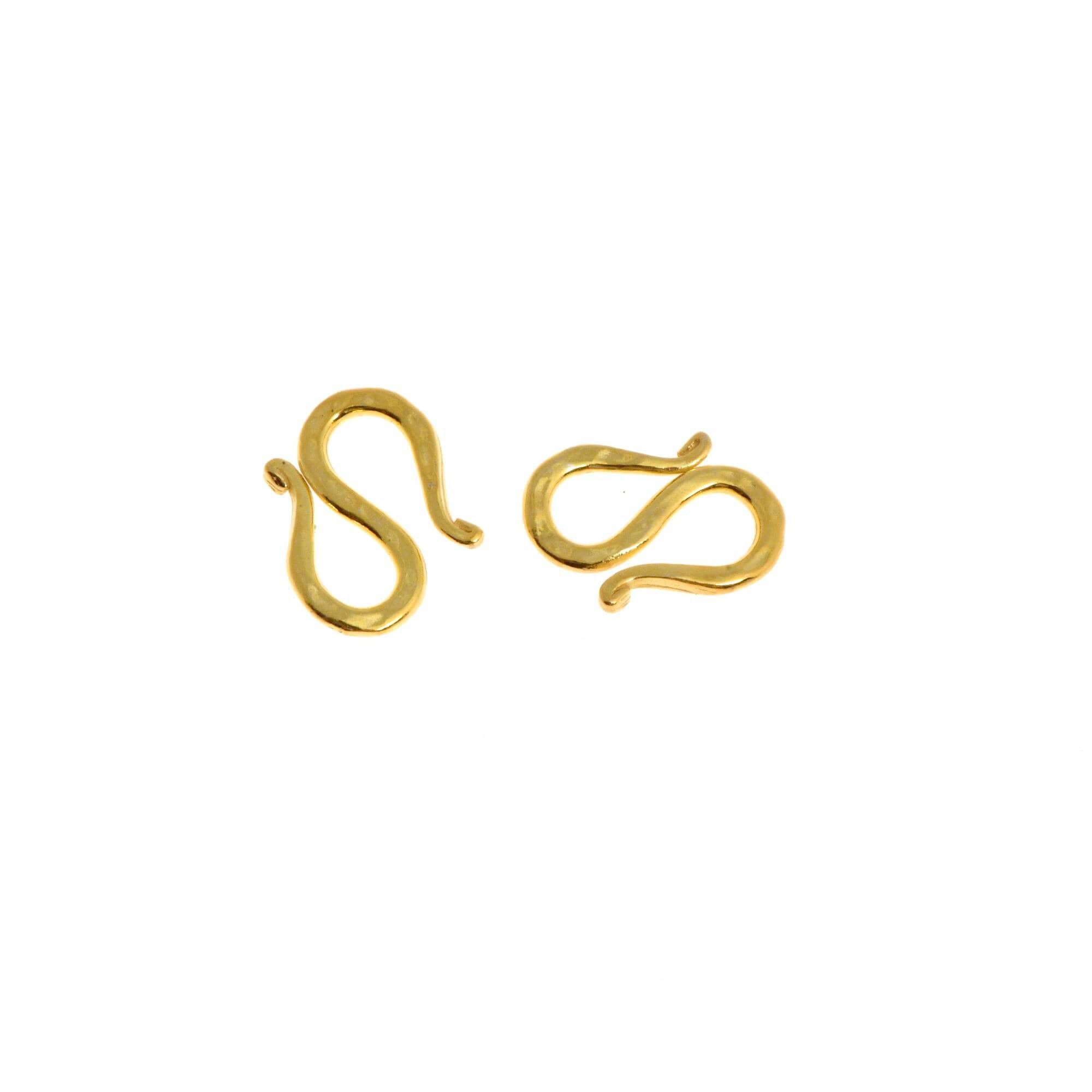 24K Gold Vermeil S Clasps, 925 Sterling Silver Hook Clasps, 24K Gold Plated Connectors, Jewelry Making Supplies, Jewelry Findings, VM63A