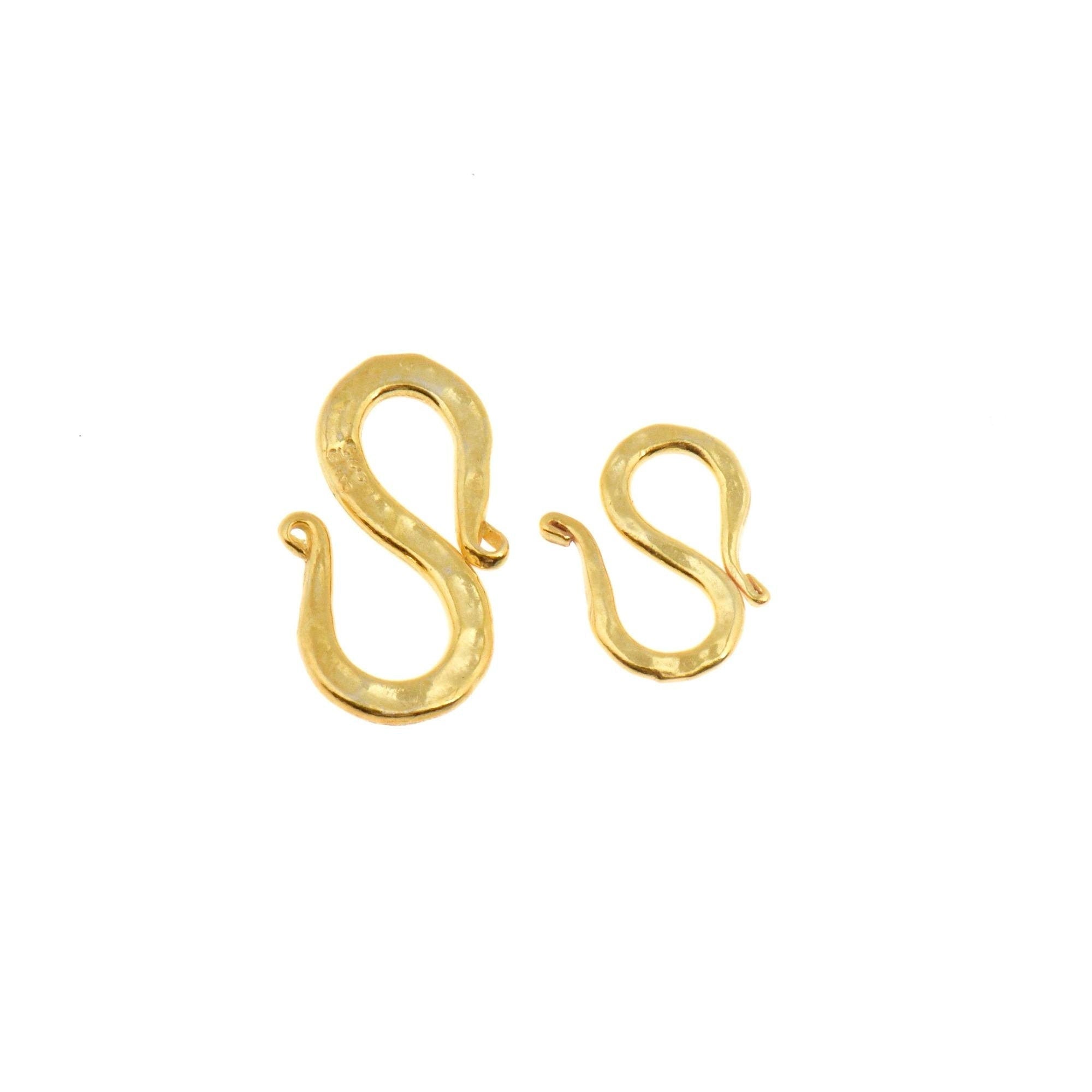 24K Gold Vermeil S Clasps, 925 Sterling Silver Hook Clasps, 24K Gold Plated Connectors, Jewelry Making Supplies, Jewelry Findings, VM63A-B