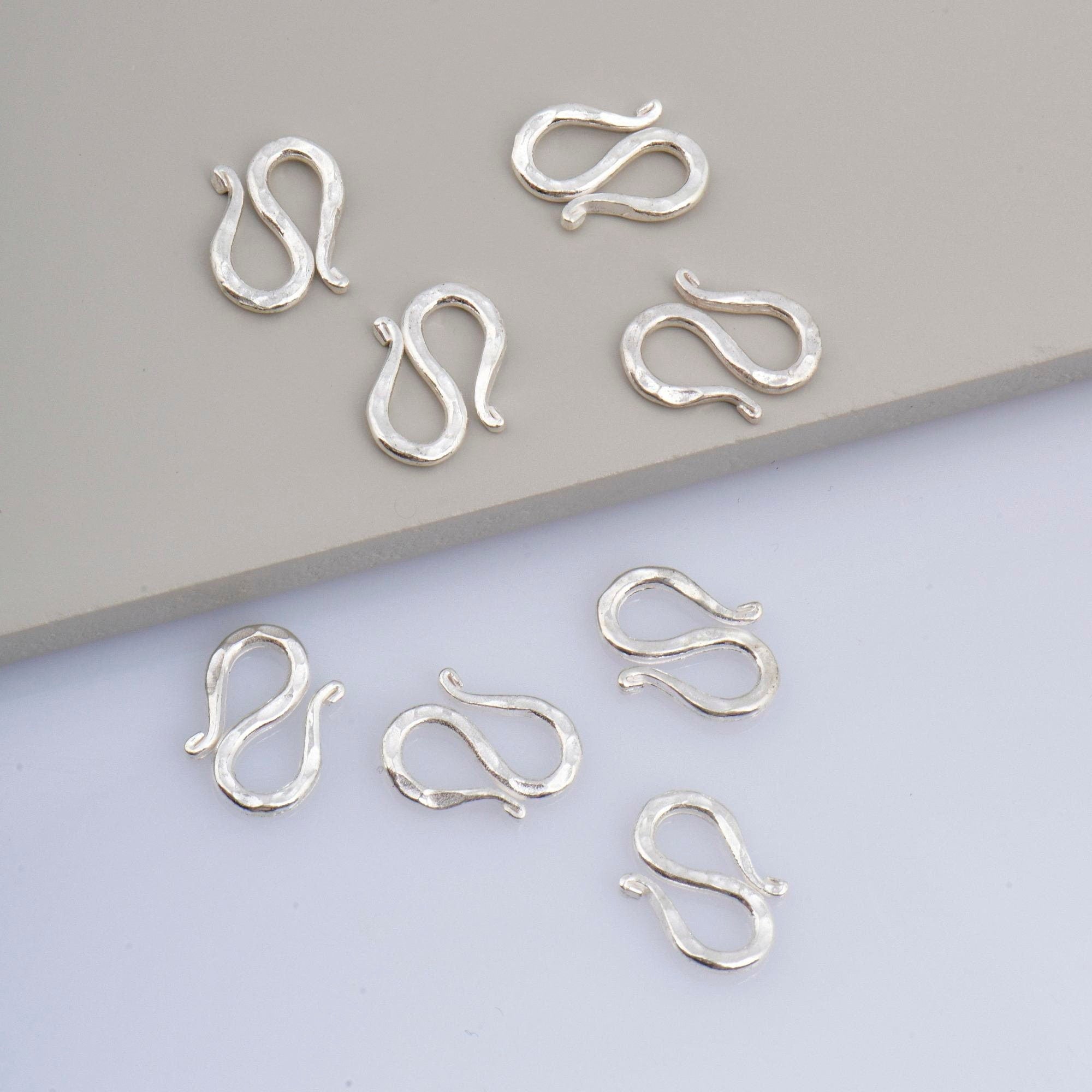 925 Sterling Silver S Clasps, Silver Hook Clasps, Solid Silver Connectors, Jewelry Making Supplies, Silver Jewelry Findings, M63A