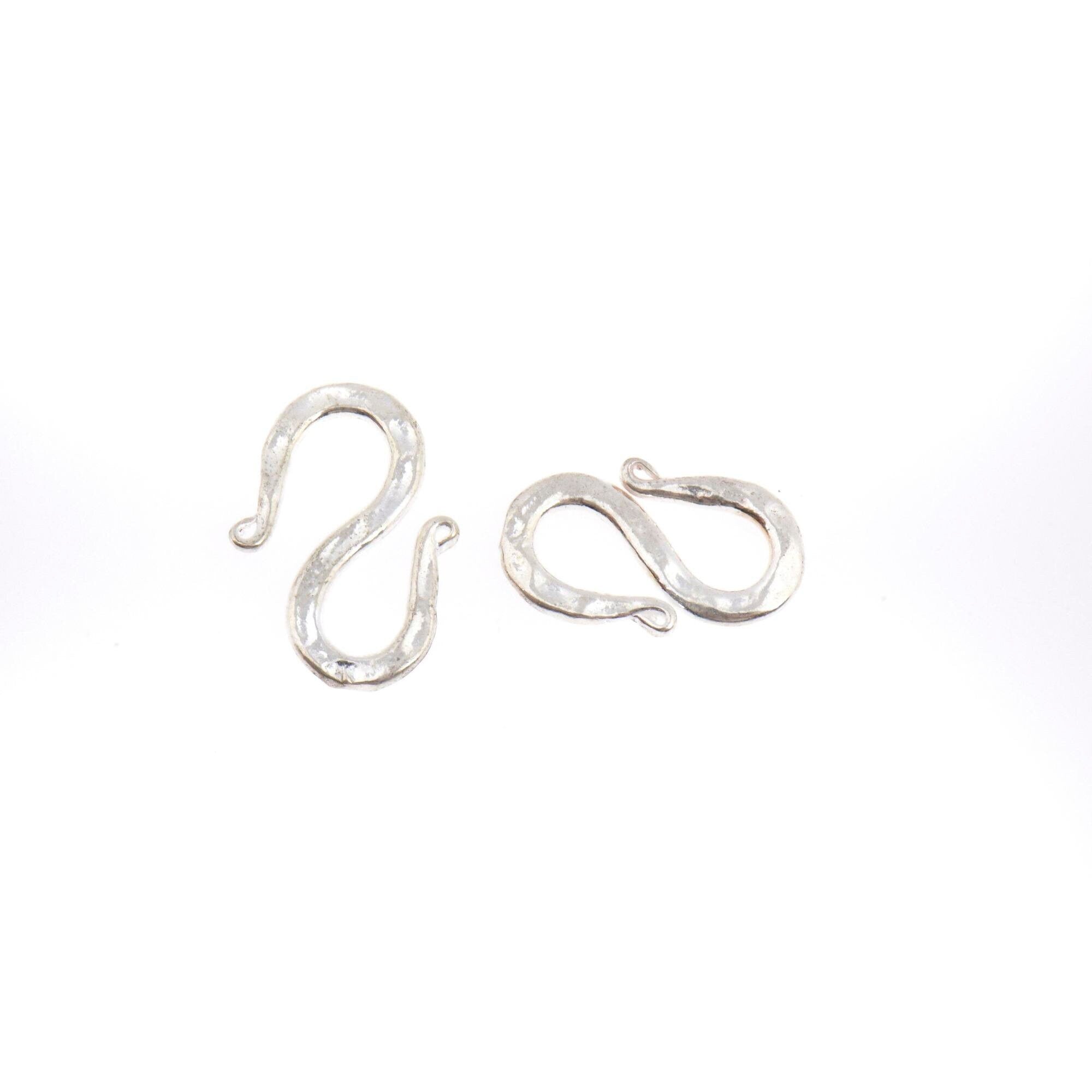 925 Sterling Silver S Clasps, Silver Hook Clasps, Solid Silver Connectors, Jewelry Making Supplies, Silver Jewelry Findings, M63A\B