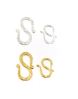 24K Gold Vermeil & 925 Silver S Clasps, Sterling Silver Hook Clasps, Gold Plated Connectors, Jewelry Supplies, Jewelry Findings, M/VM63A-B